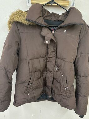 Zeroxposur brown puffer down feather fill jacket size large